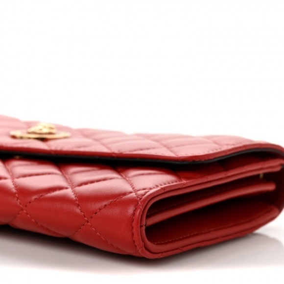 SALE!! Versace red nappa icon medusa logo leather evening bag or wallet on chain - Picture 3 of 14